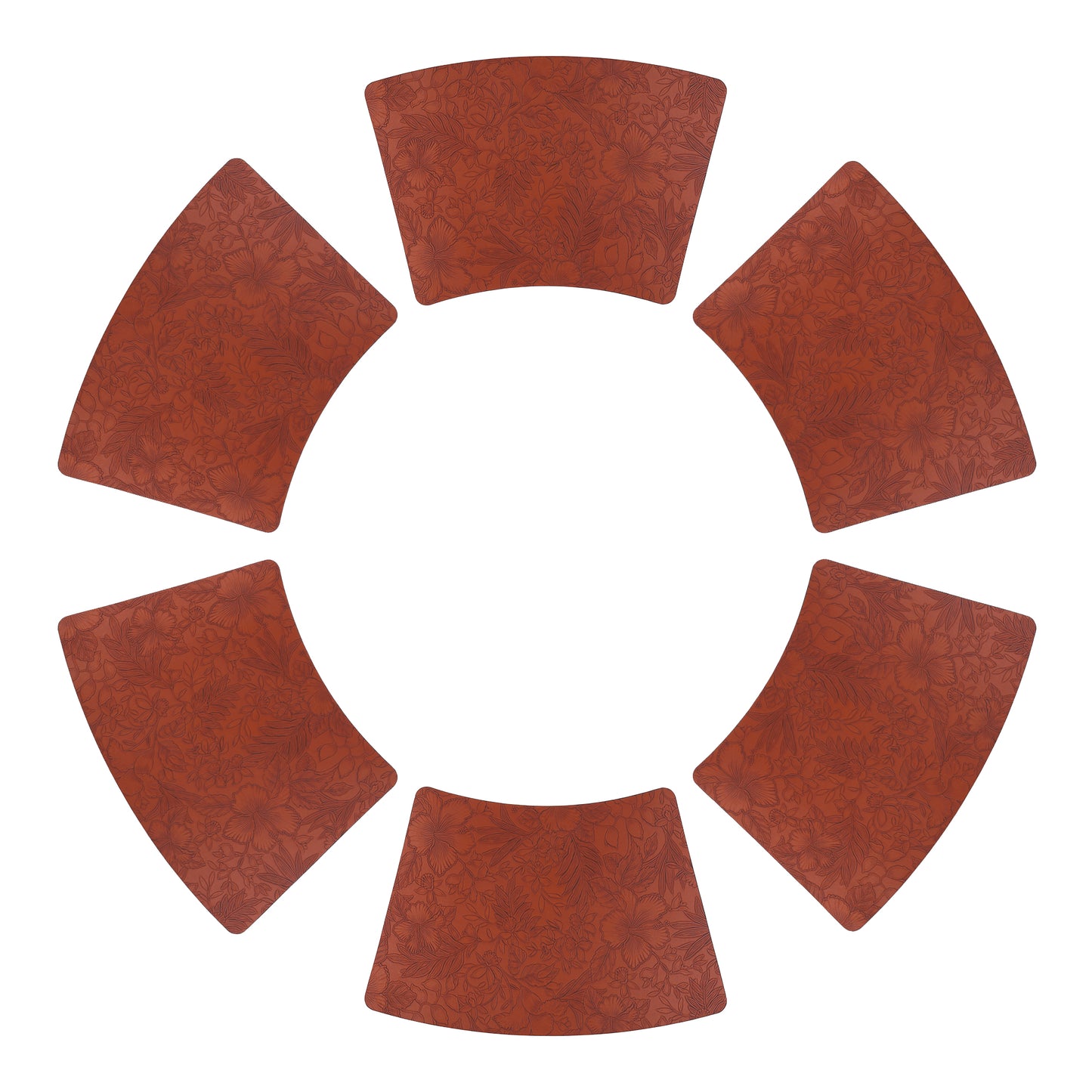 Set of 6 Placemats, Faux Leather Flowers for Kitchen Dining Table Decor 19*12in