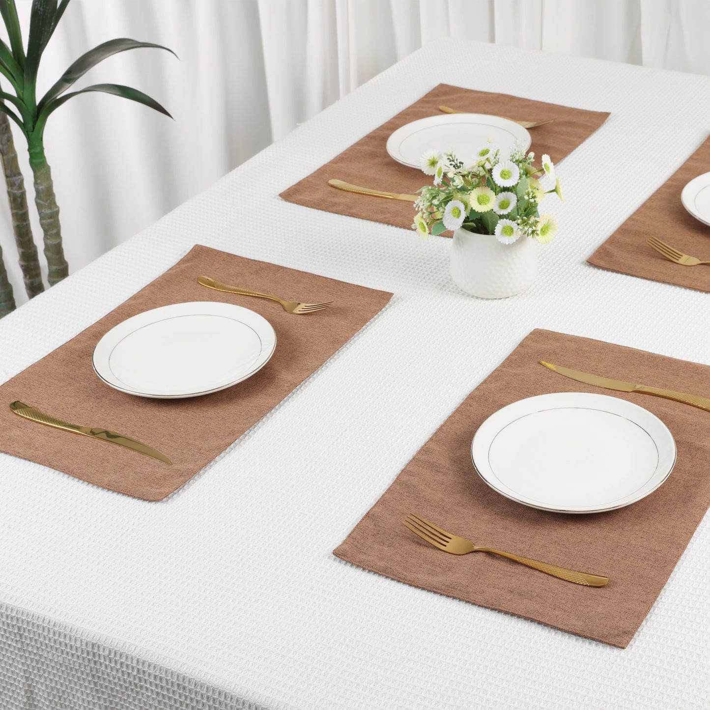 Placemats Set of 6 Polyester for Kitchen Dining Table Decor Heat Resistant 18*12in