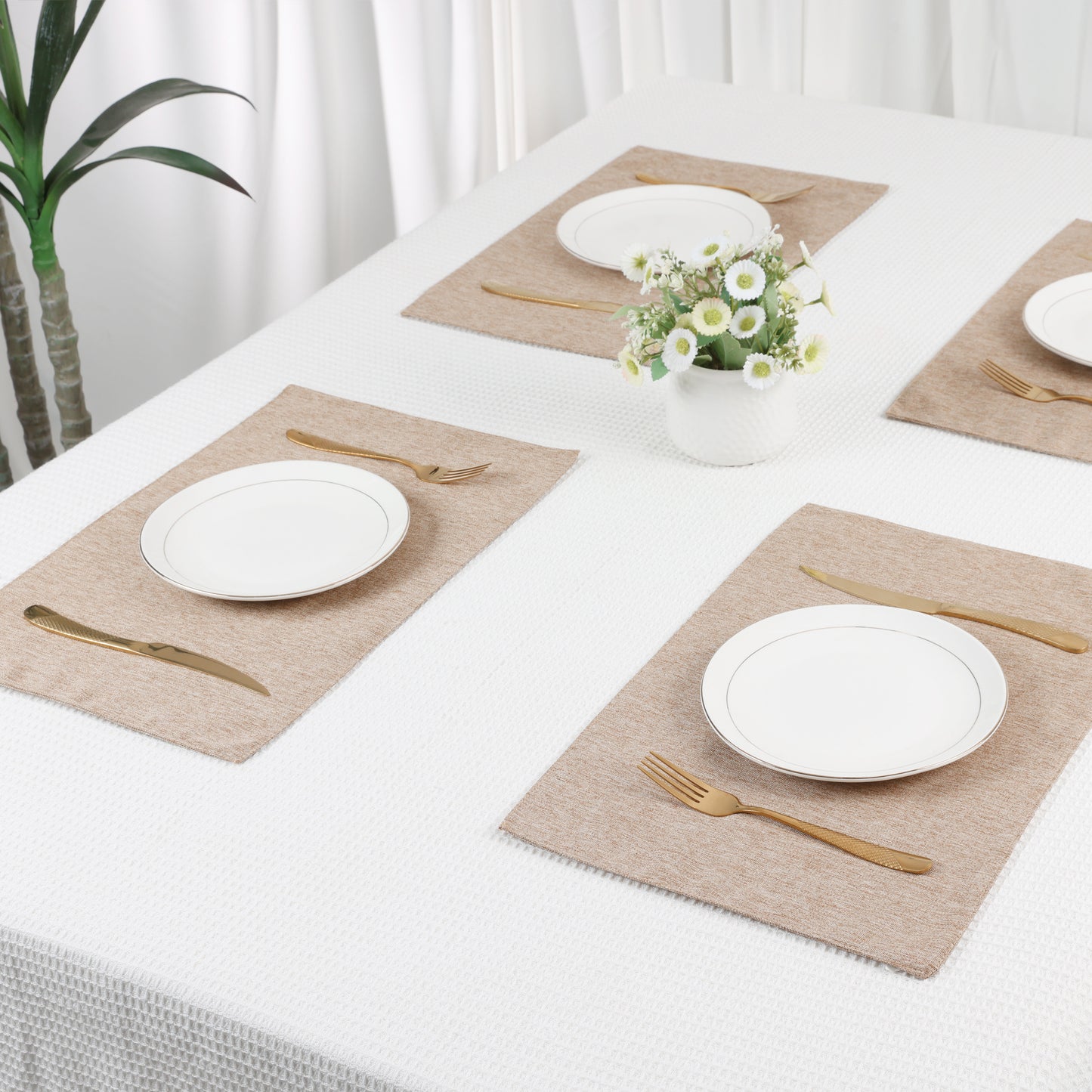 Placemats Set of 6 Polyester for Kitchen Dining Table Decor Heat Resistant 18*12in