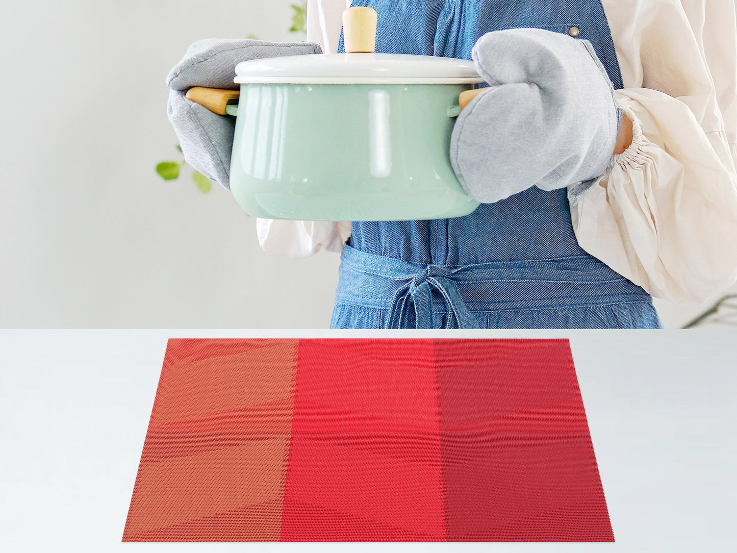 Set of 6 PVC Placemats for Kitchen Dining Table Decor Heat-resistant Wipeable 18*12in