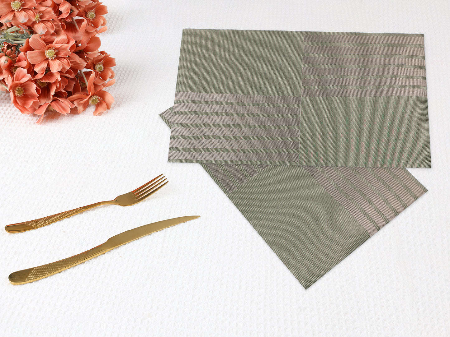 Set of 6 PVC Placemats for Kitchen Dining Table Decor Heat-resistant Wipeable 18*12in