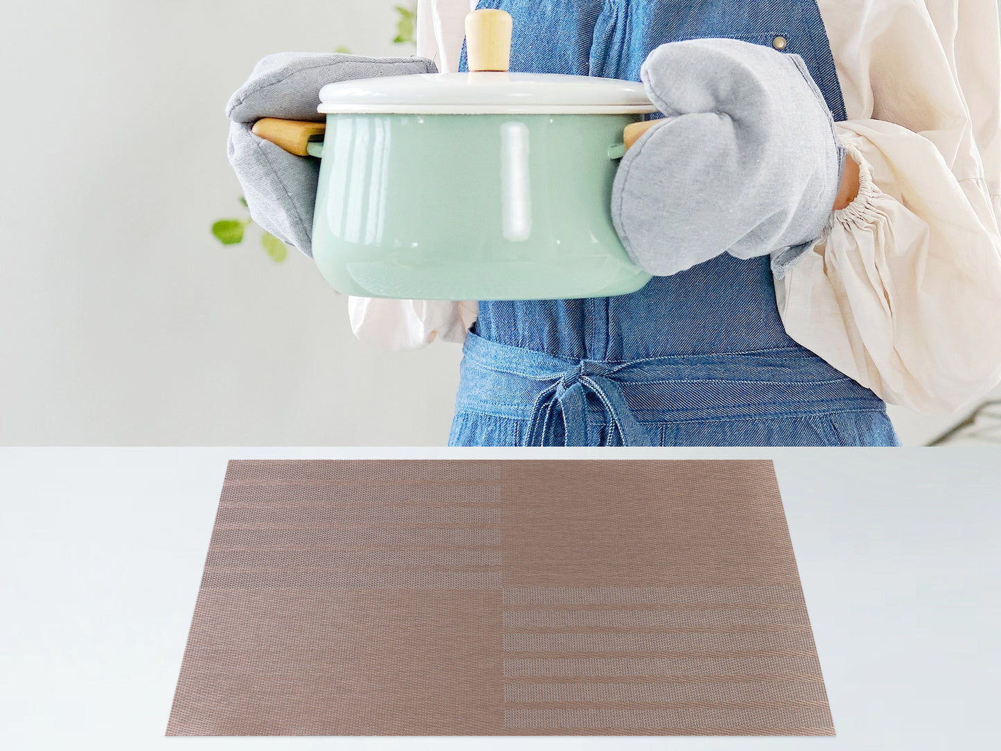 Set of 6 PVC Placemats for Kitchen Dining Table Decor Heat-resistant Wipeable 18*12in
