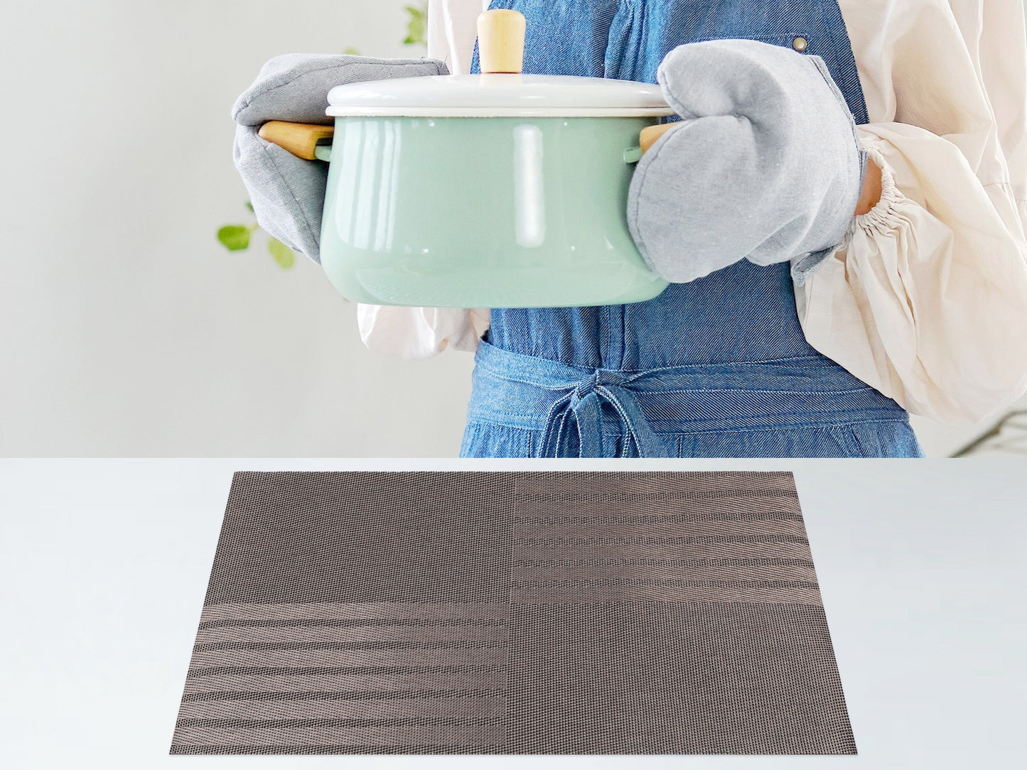 Set of 6 PVC Placemats for Kitchen Dining Table Decor Heat-resistant Wipeable 18*12in