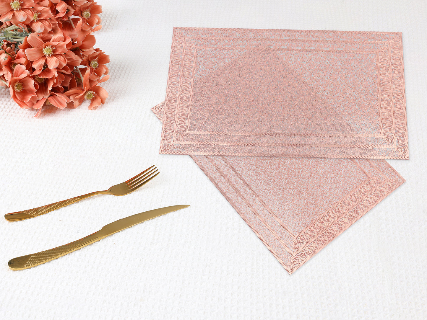 Placemats Set of 6 Trimmed for Dining Table Decor Indoor Outdoor Wipe Clean 18*12in