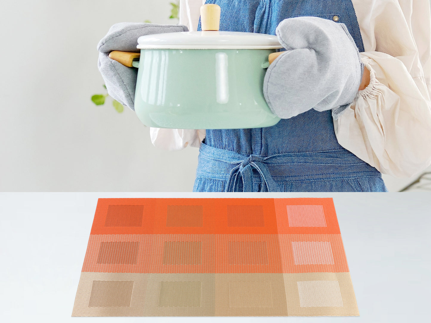 Placemats Set of 6 PVC for Dining Table Decor Indoor Outdoor Washable 18*12in