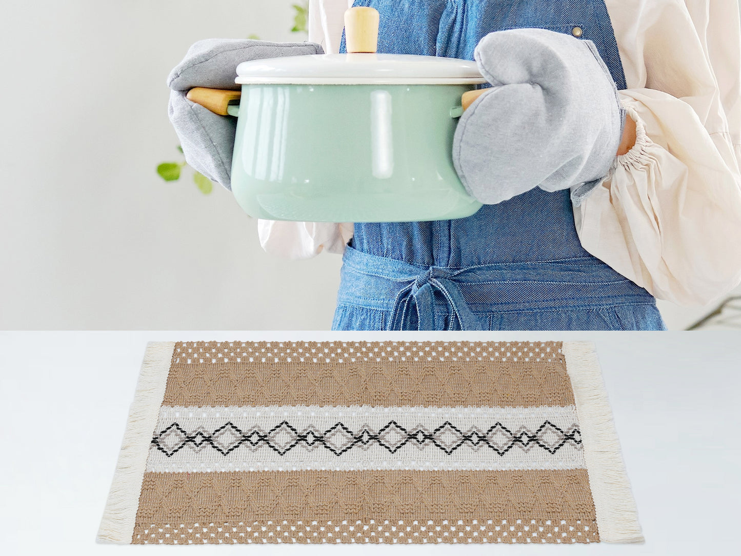 Farmhouse Placemats Set of 4 Linen for Dining Table Decor Indoor Outdoor Washable 20*12in