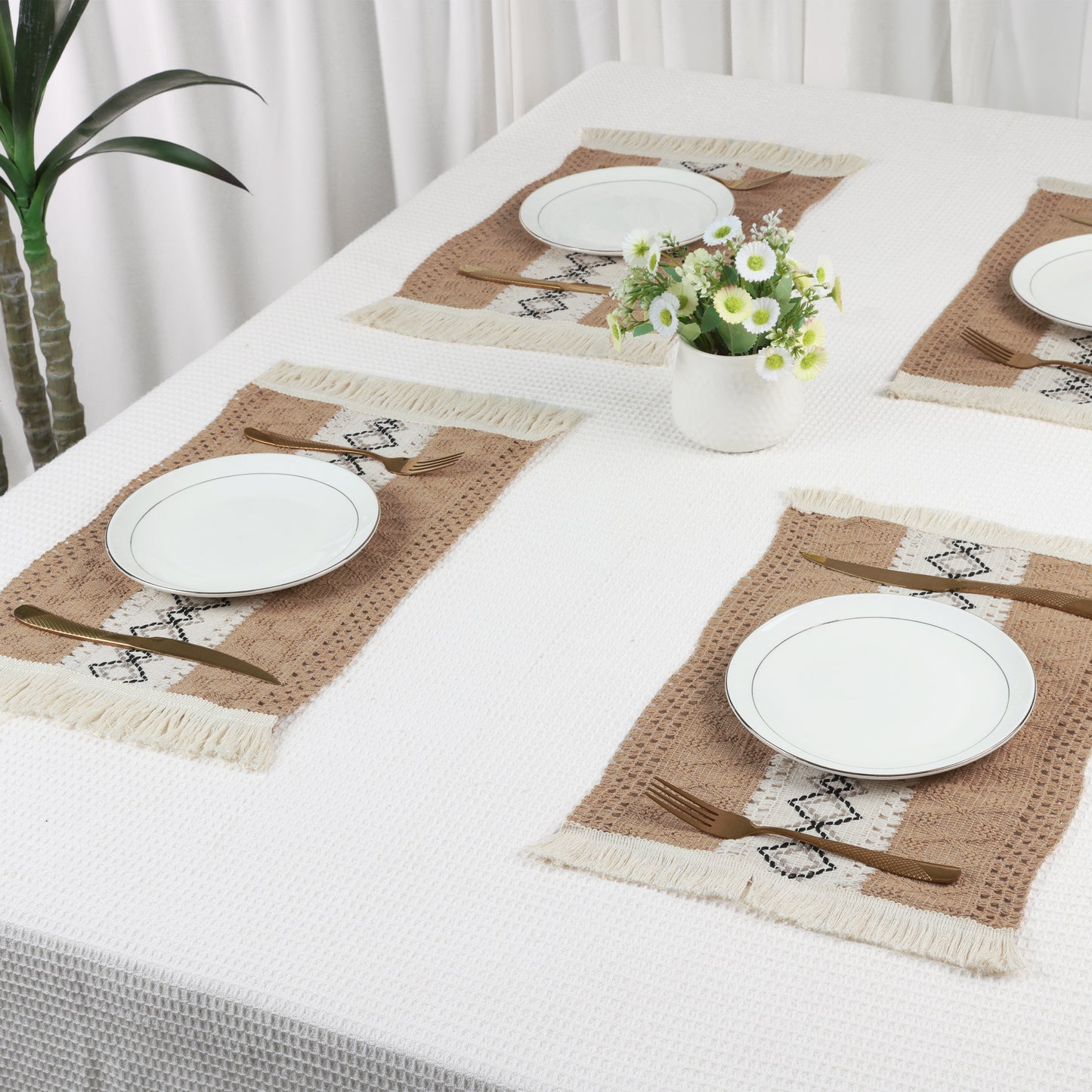 Farmhouse Placemats Set of 4 Linen for Dining Table Decor Indoor Outdoor Washable 20*12in