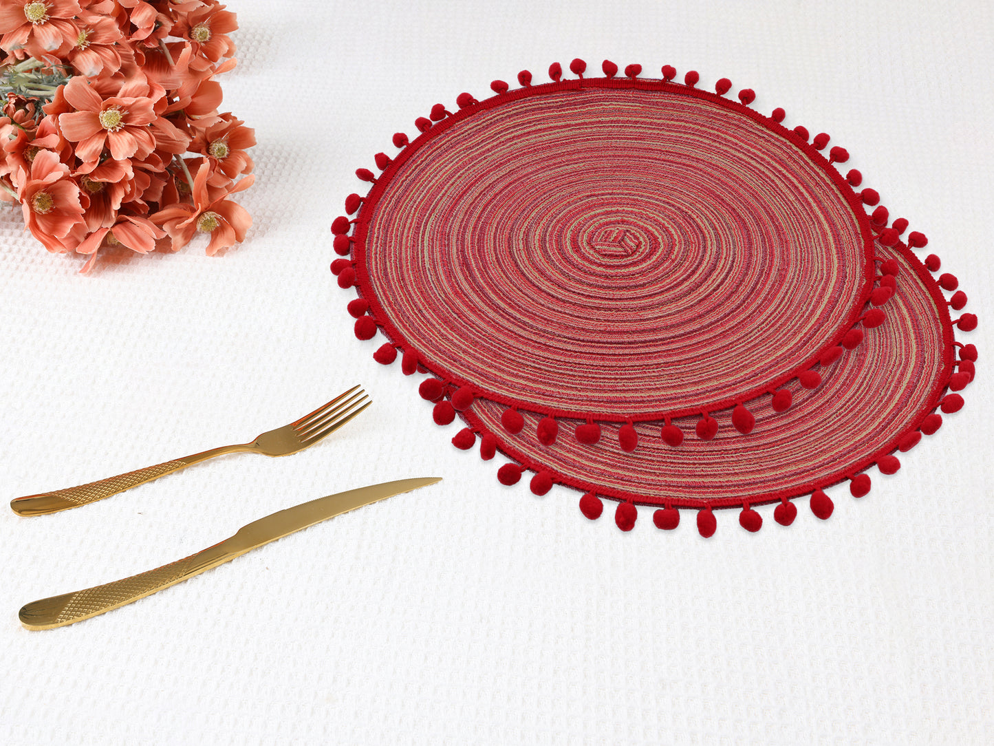 Placemats Set of 6 Polyester for Kitchen Dining Table Decor Heat Resistant 15*15in