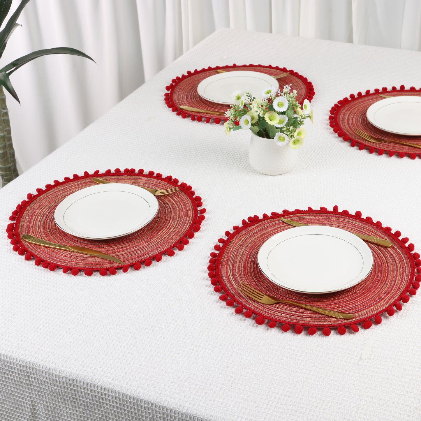 Placemats Set of 6 Polyester for Kitchen Dining Table Decor Heat Resistant 15*15in