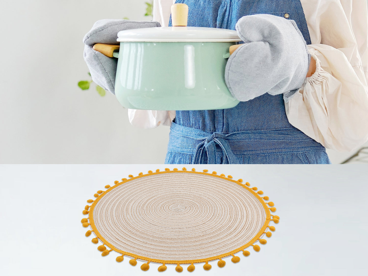 Juego de 6 manteles individuales de poliéster para decoración de mesa de comedor de cocina, resistentes al calor, 15 x 15 pulgadas