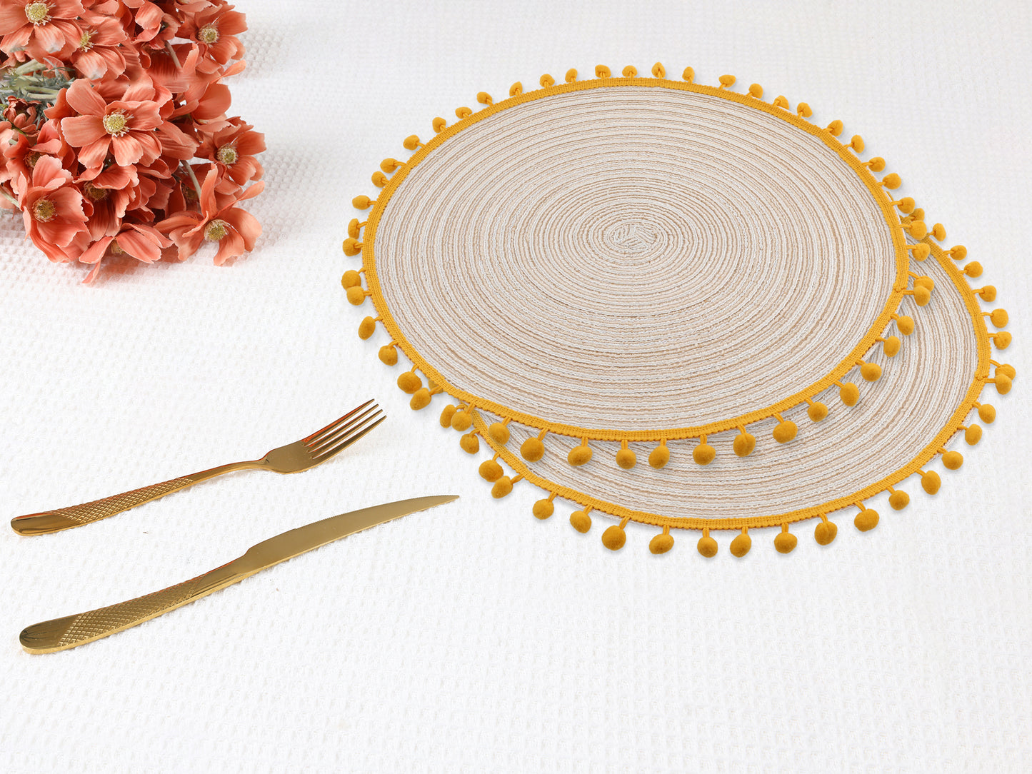 Juego de 6 manteles individuales de poliéster para decoración de mesa de comedor de cocina, resistentes al calor, 15 x 15 pulgadas