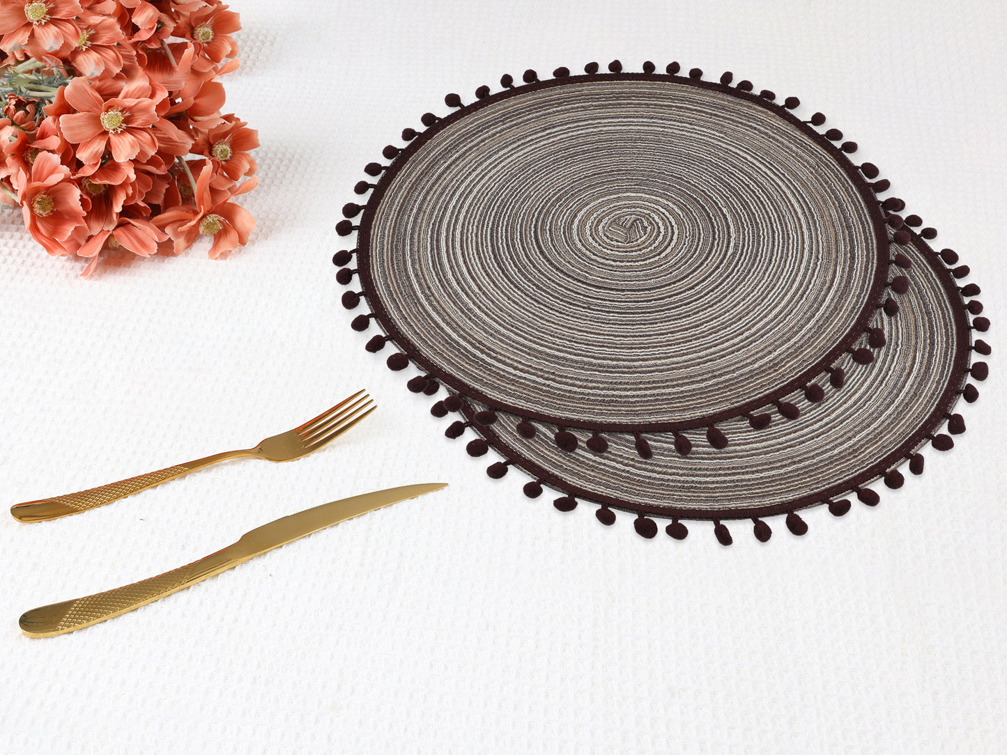 Placemats Set of 6 Polyester for Kitchen Dining Table Decor Heat Resistant 15*15in