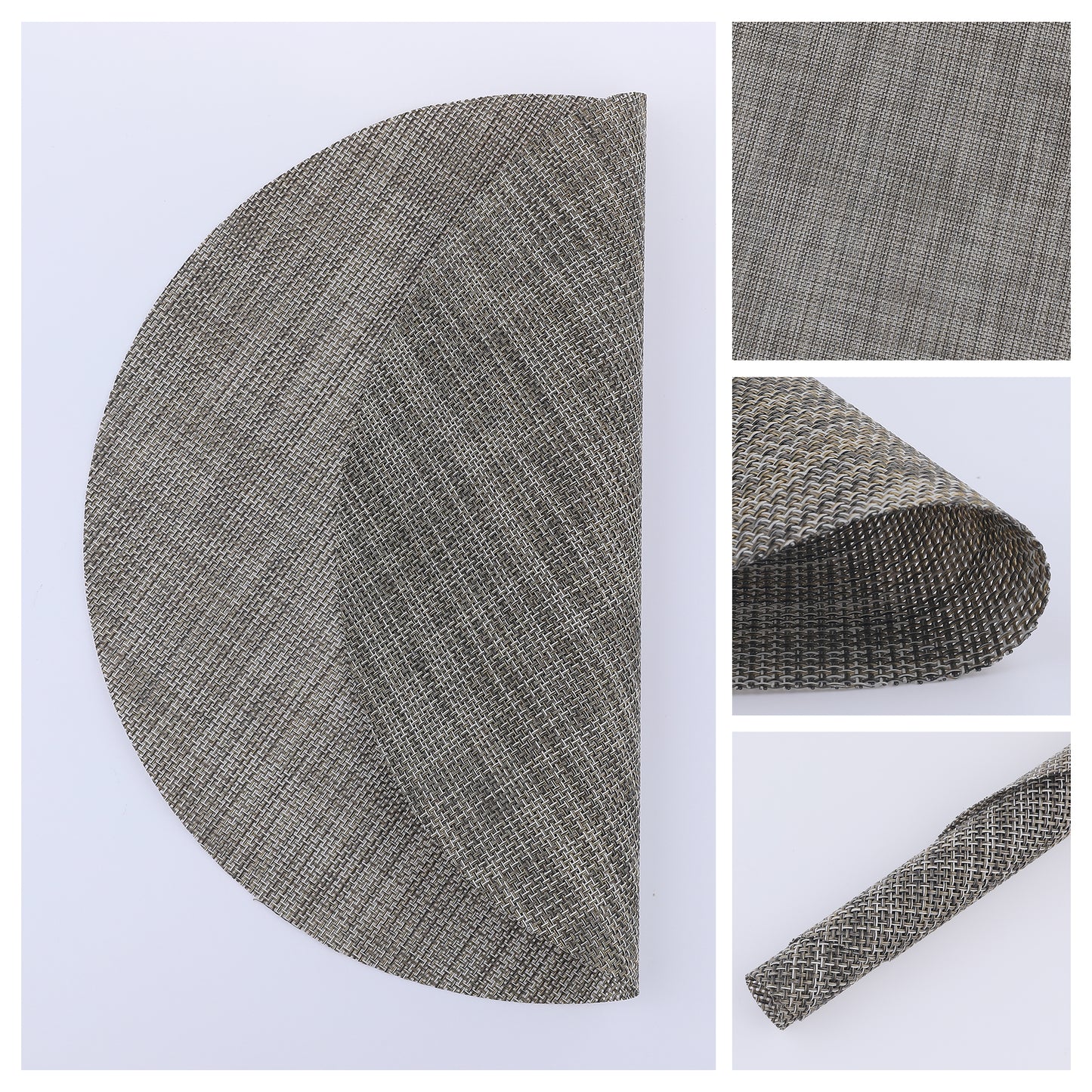 Placemats Set of 6 Round PVC for Kitchen Dining Table Decor Washable 14*14in