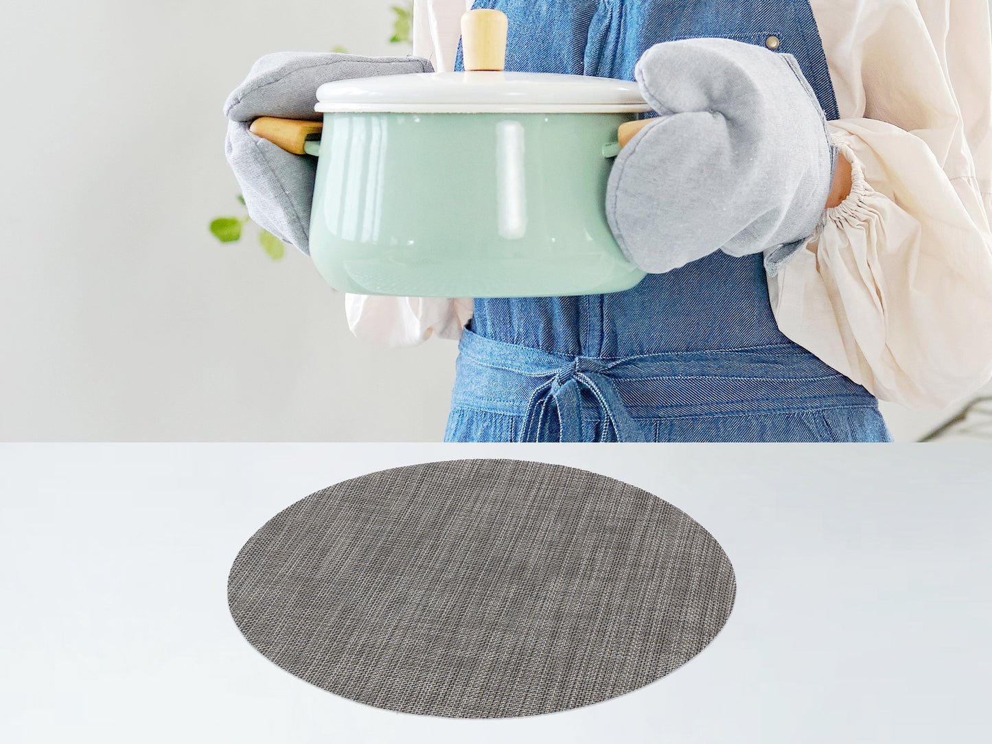 Placemats Set of 6 Round PVC for Kitchen Dining Table Decor Washable 14*14in
