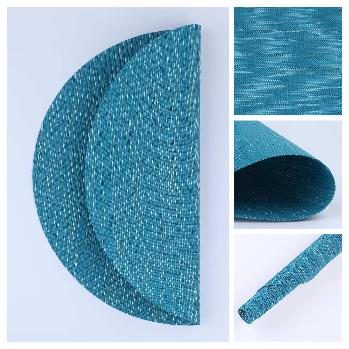 Round Placemats Set of 6 PVC for Kitchen Dining Table Decor Wipeable 14*14in