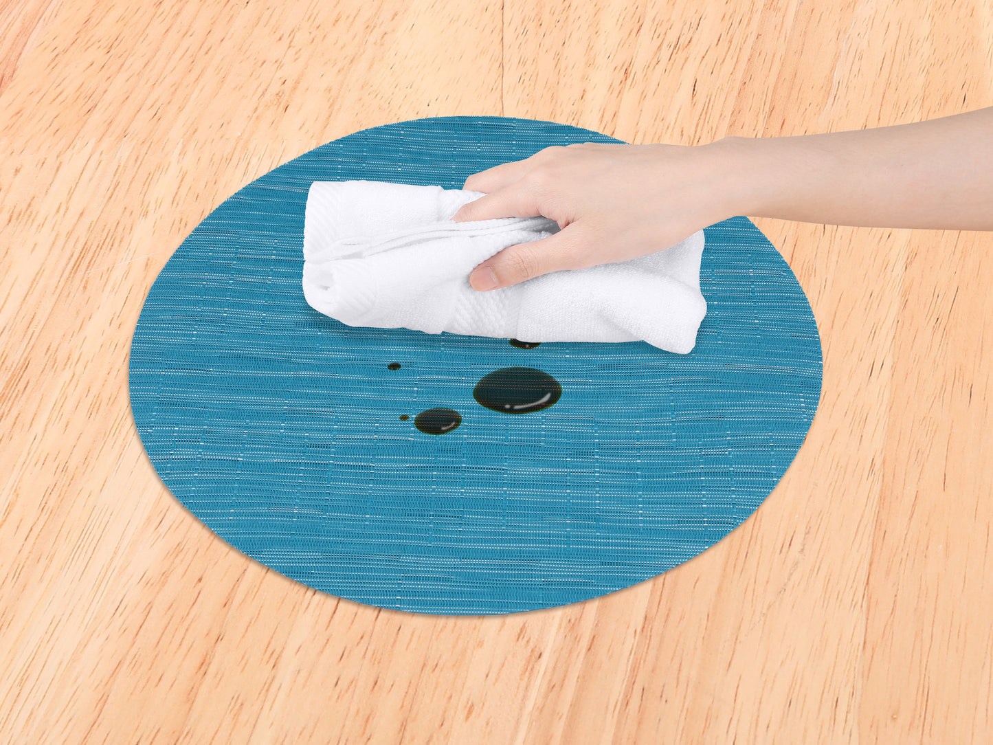 Round Placemats Set of 6 PVC for Kitchen Dining Table Decor Wipeable 14*14in