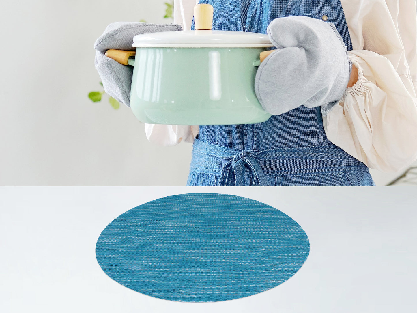 Round Placemats Set of 6 PVC for Kitchen Dining Table Decor Wipeable 14*14in