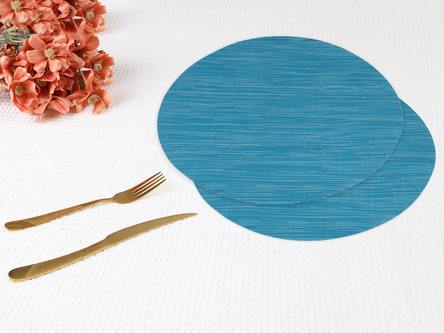 Round Placemats Set of 6 PVC for Kitchen Dining Table Decor Wipeable 14*14in