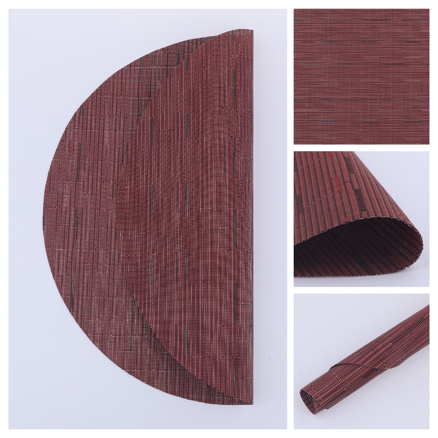 Round Placemats Set of 6 PVC for Kitchen Dining Table Decor Wipeable 14*14in