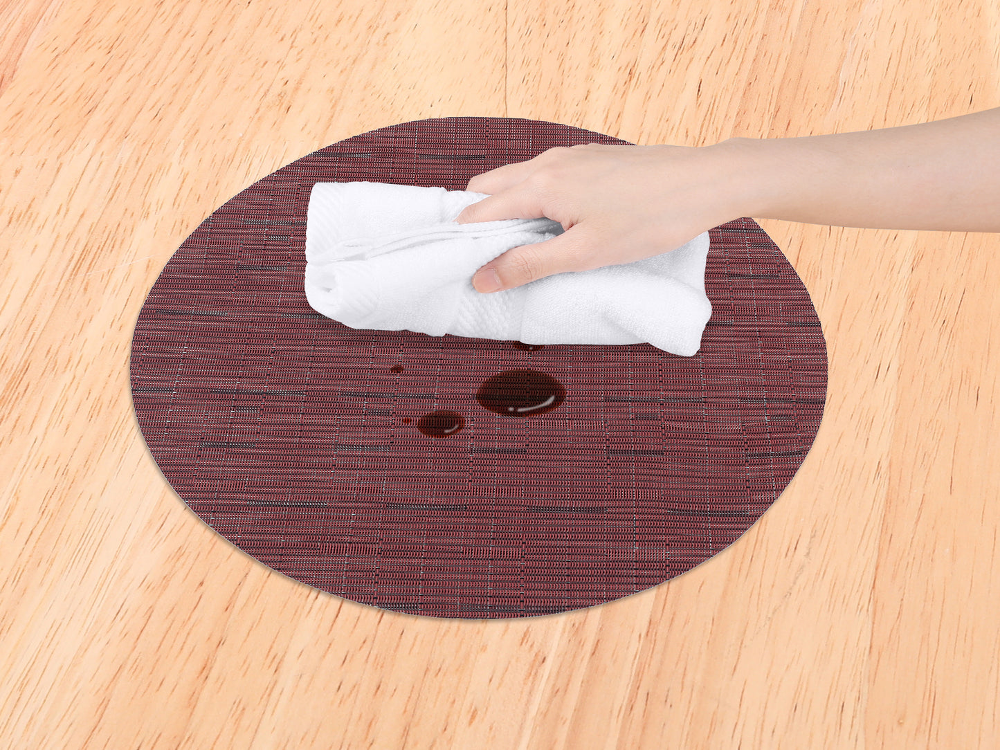 Round Placemats Set of 6 PVC for Kitchen Dining Table Decor Wipeable 14*14in