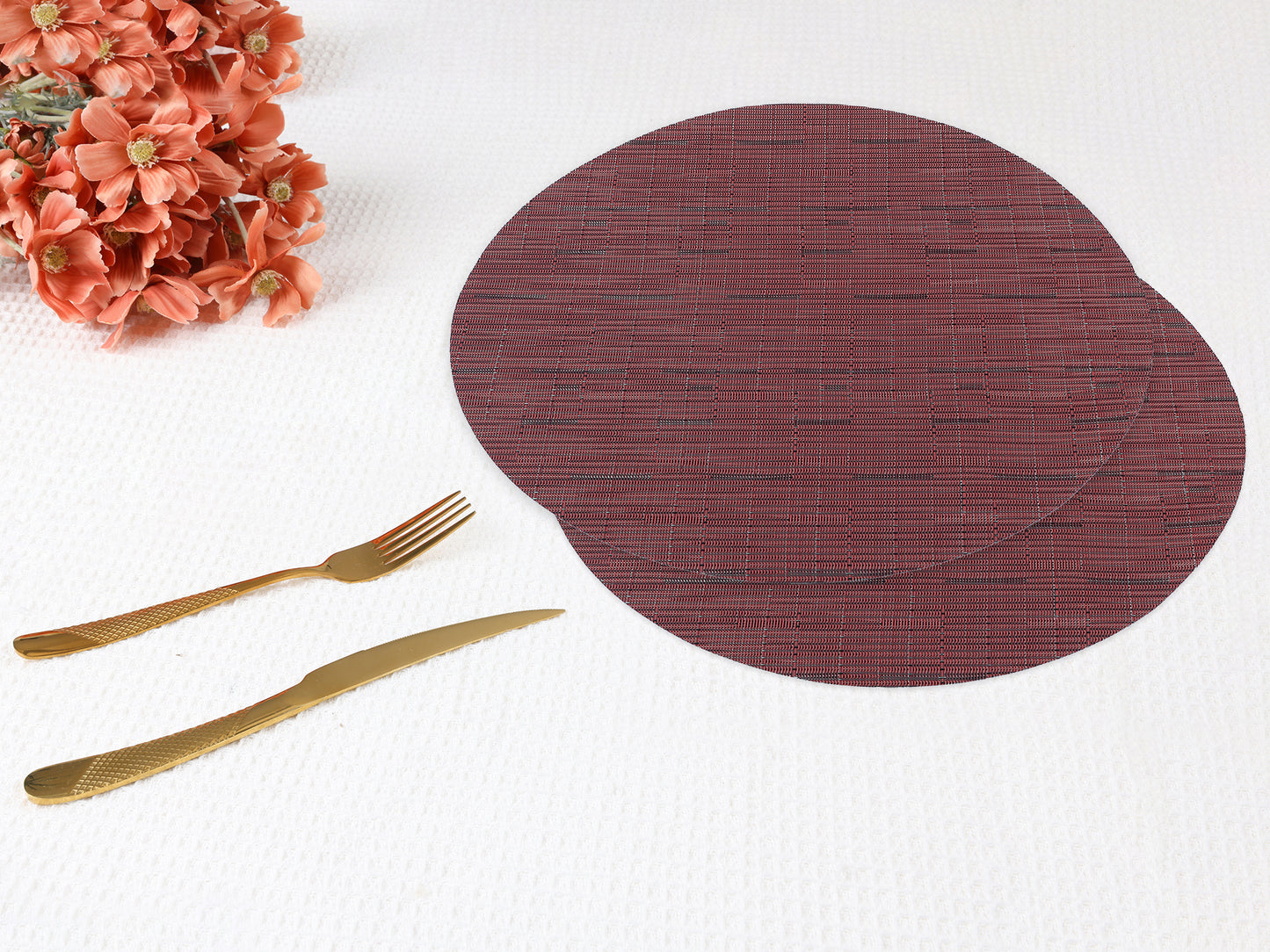 Round Placemats Set of 6 PVC for Kitchen Dining Table Decor Wipeable 14*14in