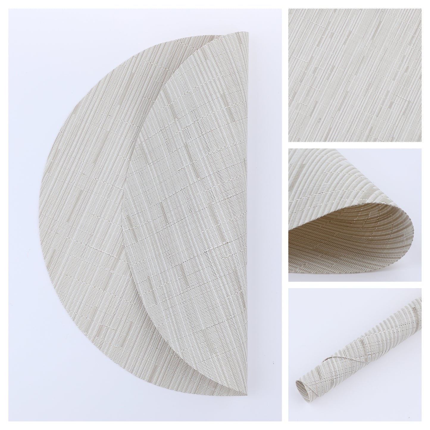 Juego de 6 manteles individuales redondos de PVC para decoración de mesa de cocina y comedor, lavables, 35,5 x 35,5 cm