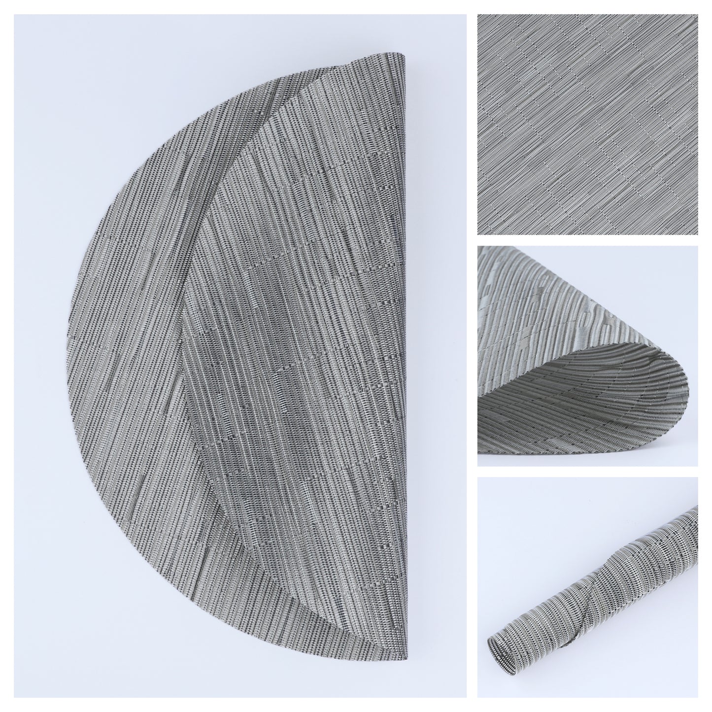 Round Placemats Set of 6 PVC for Kitchen Dining Table Decor Wipeable 14*14in