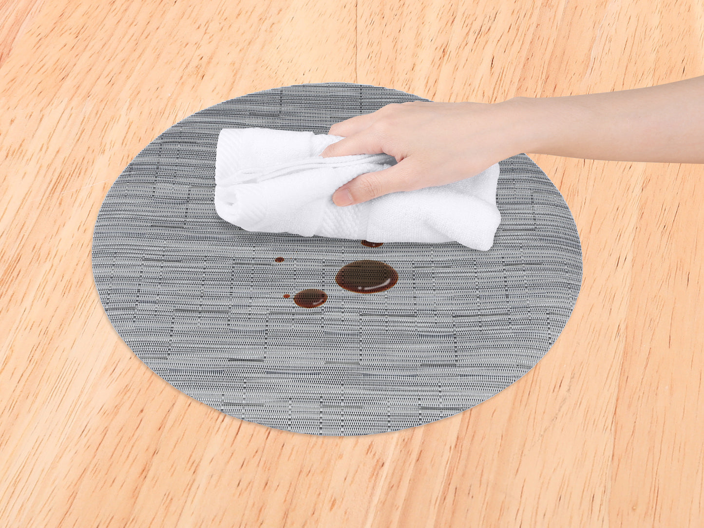 Round Placemats Set of 6 PVC for Kitchen Dining Table Decor Wipeable 14*14in