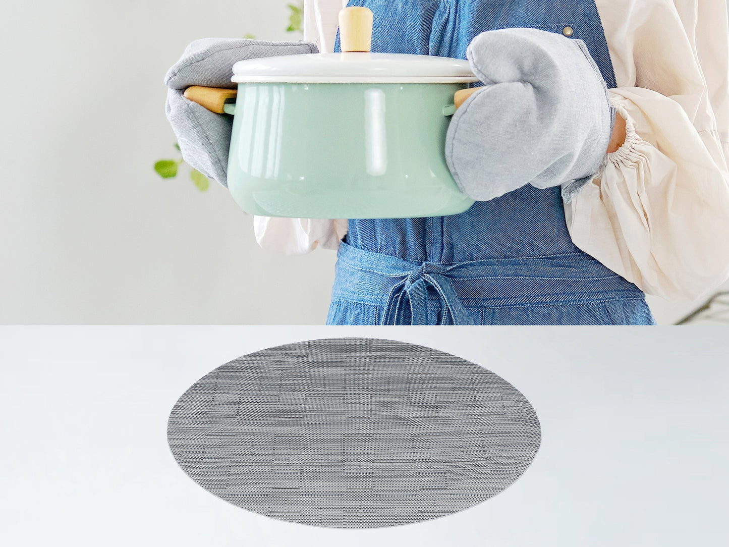 Round Placemats Set of 6 PVC for Kitchen Dining Table Decor Wipeable 14*14in