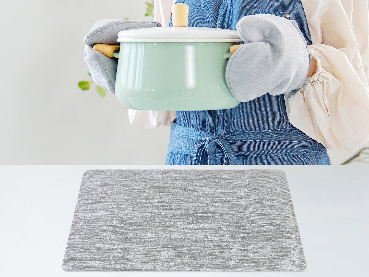 Solid Placemats Set of 6 PVC for Kitchen Dining Table Decor Washable 18*12in