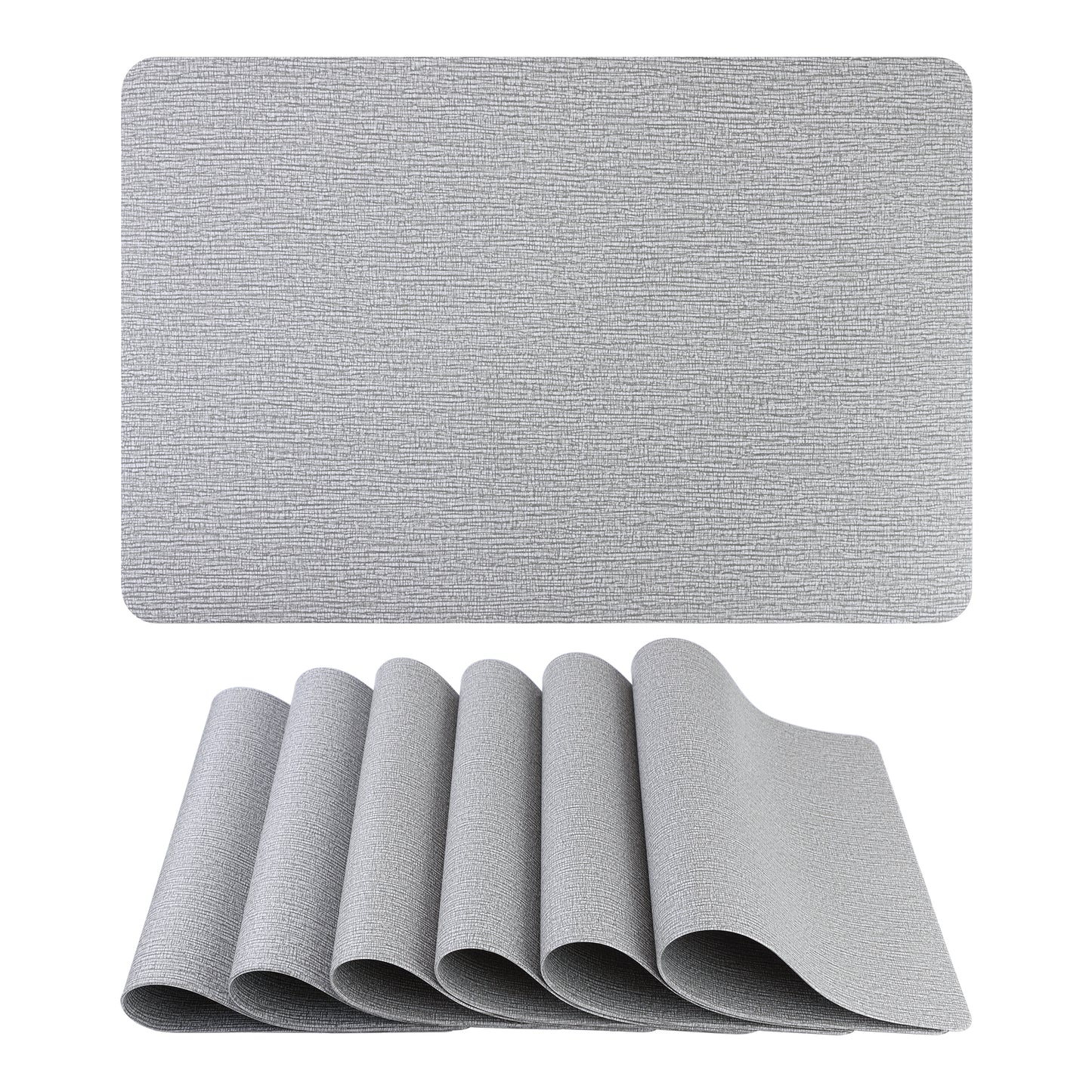 Solid Placemats Set of 6 PVC for Kitchen Dining Table Decor Washable 18*12in