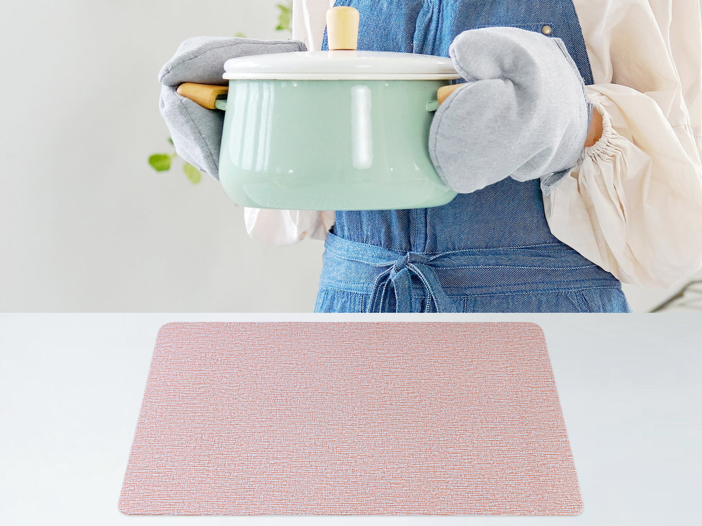 Solid Placemats Set of 6 PVC for Kitchen Dining Table Decor Washable 18*12in