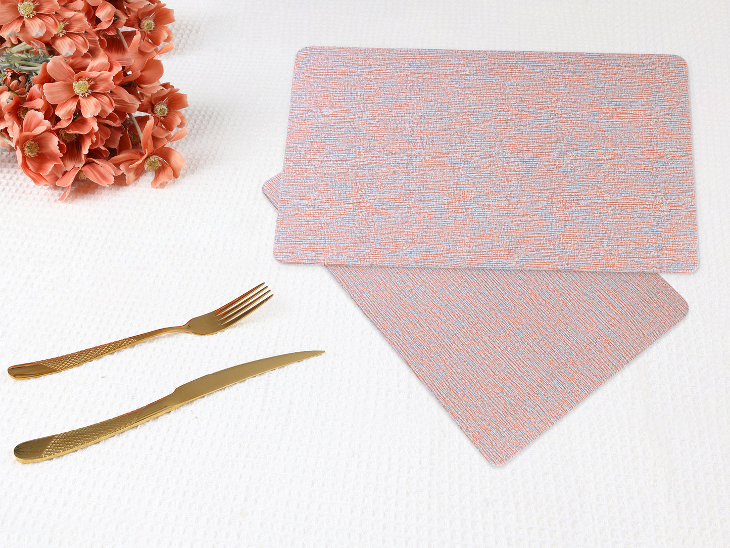 Solid Placemats Set of 6 PVC for Kitchen Dining Table Decor Washable 18*12in