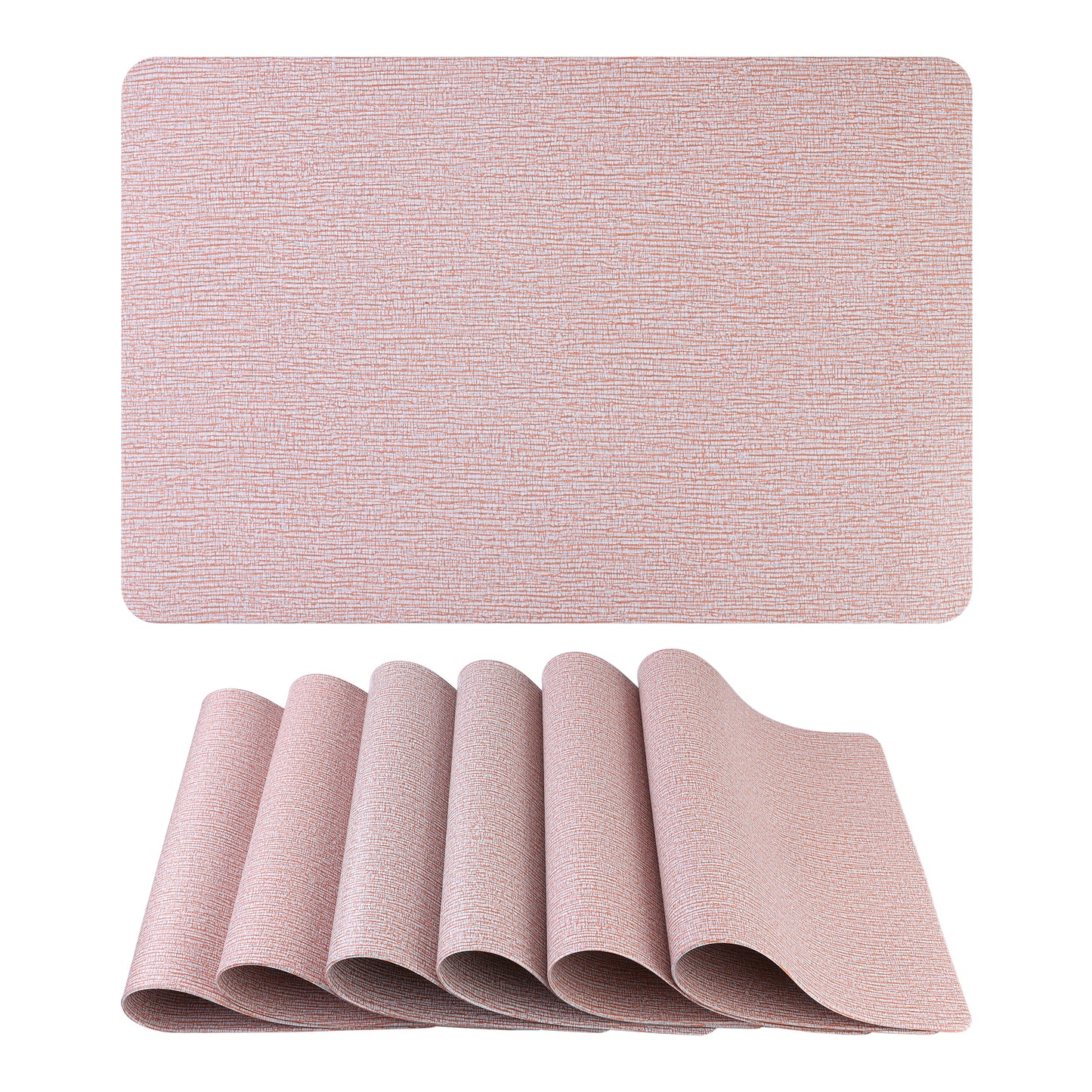 Solid Placemats Set of 6 PVC for Kitchen Dining Table Decor Washable 18*12in