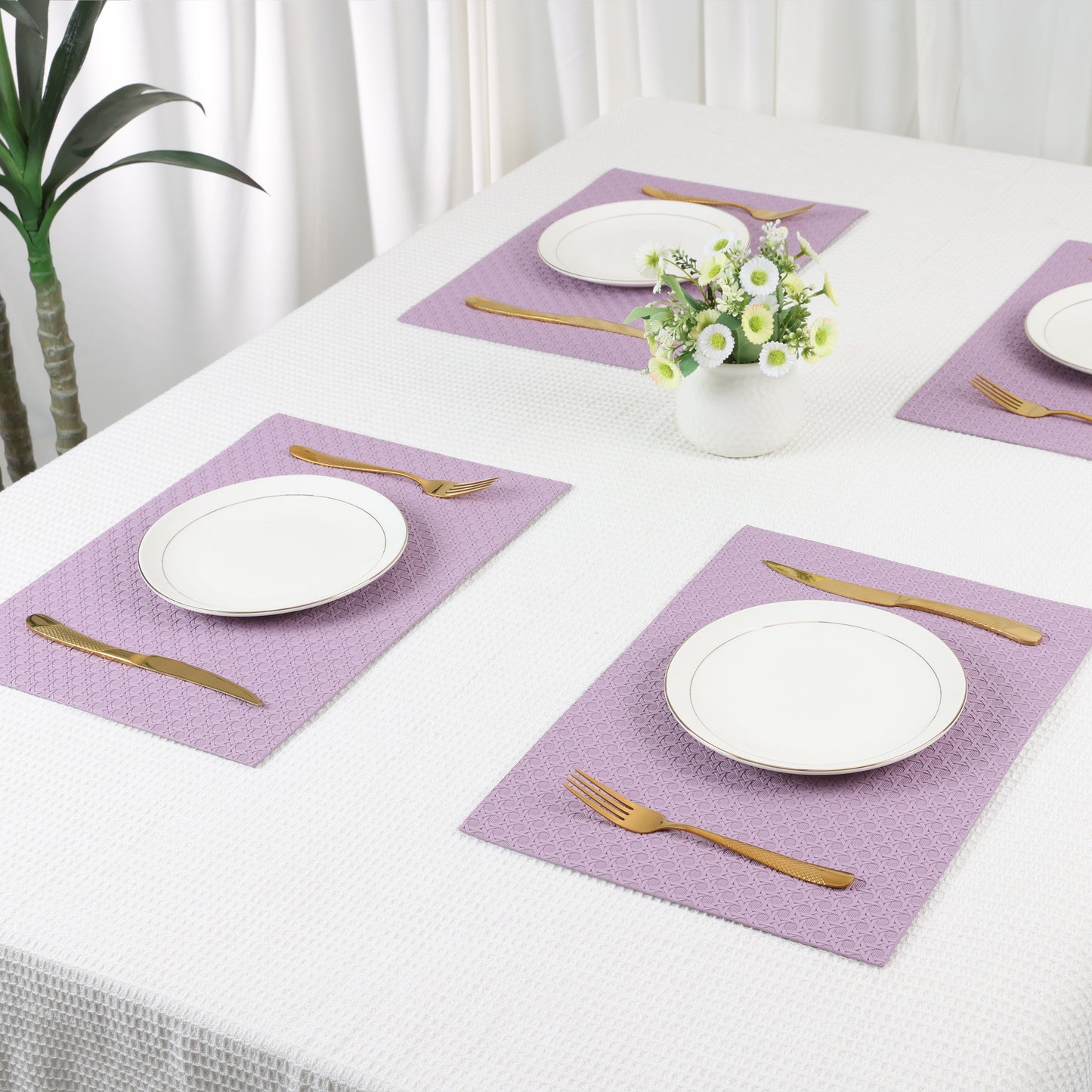 Placemats Set of 6 Woven for Dining Table Decor Indoor Outdoor Washable 17*12in