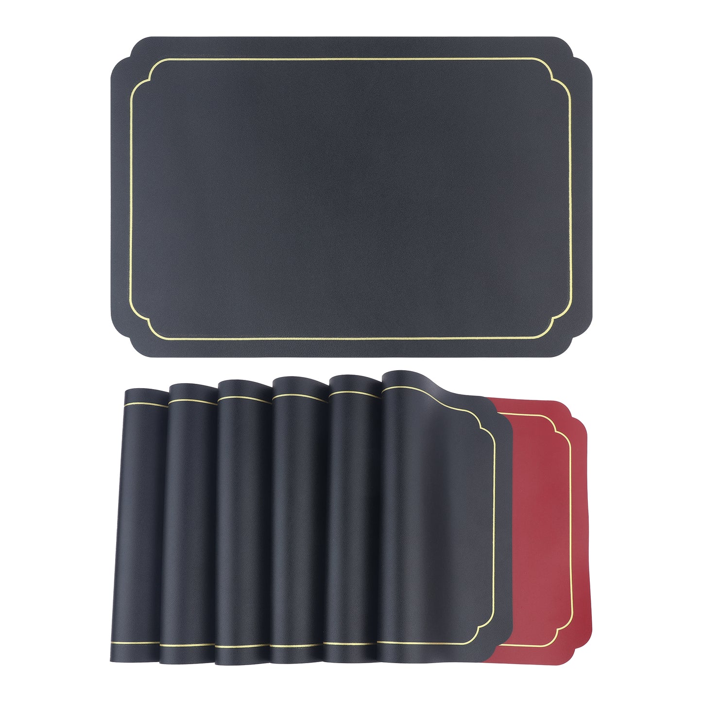 Placemats Set of 6 Leather for Kitchen Dining Table Decor Washable Heat Resistant 18*12in