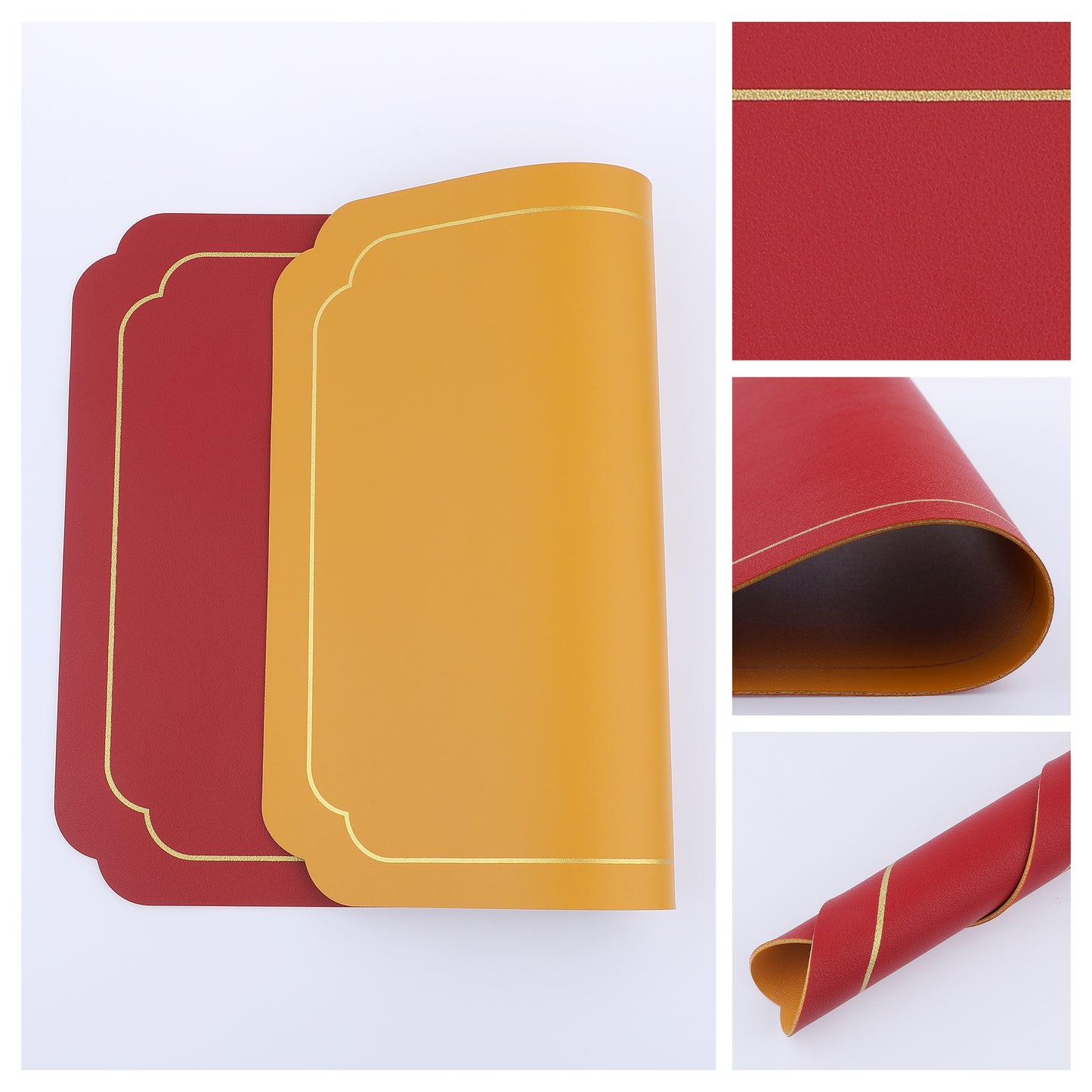 Placemats Set of 6 Leather for Kitchen Dining Table Decor Washable Heat Resistant 18*12in