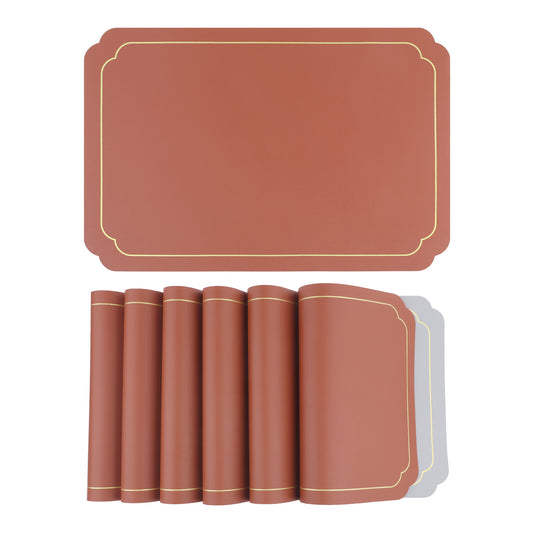 Juego de 6 manteles individuales de cuero para decoración de mesa de cocina y comedor, lavables y resistentes al calor, 45,7 x 30,5 cm