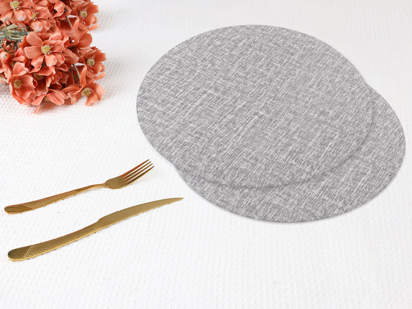 Placemats Set of 6 PU for Kitchen Dining Table Decor Wipeable 15*15in