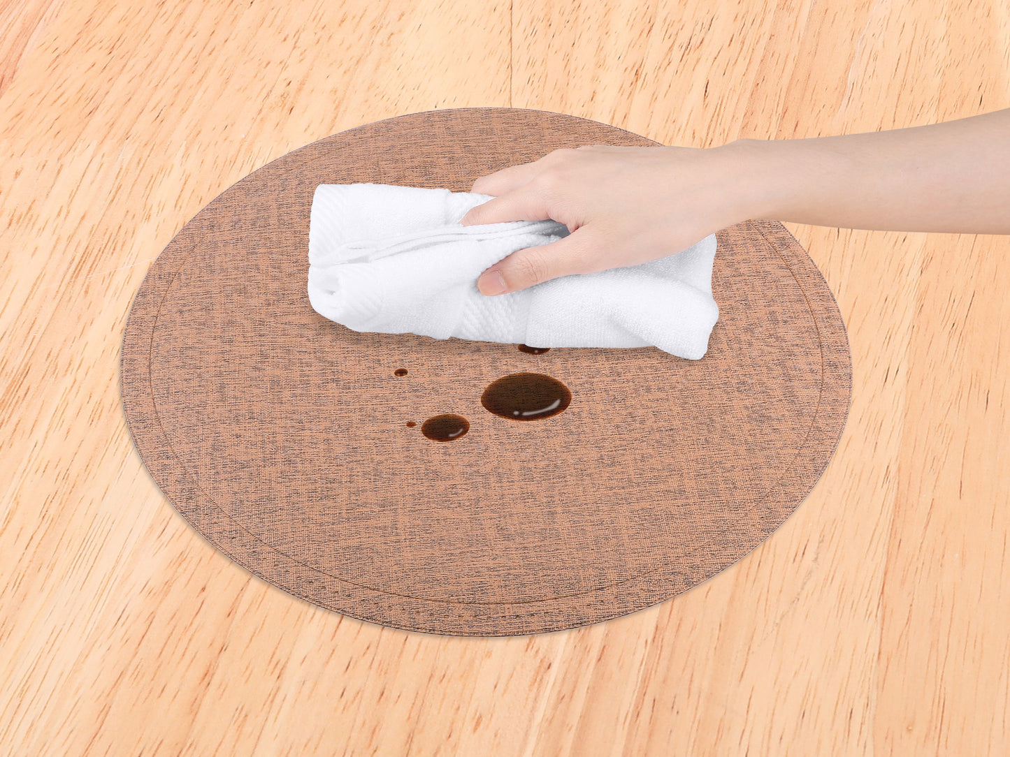 Placemats Set of 6 PU for Kitchen Dining Table Decor Wipeable 15*15in