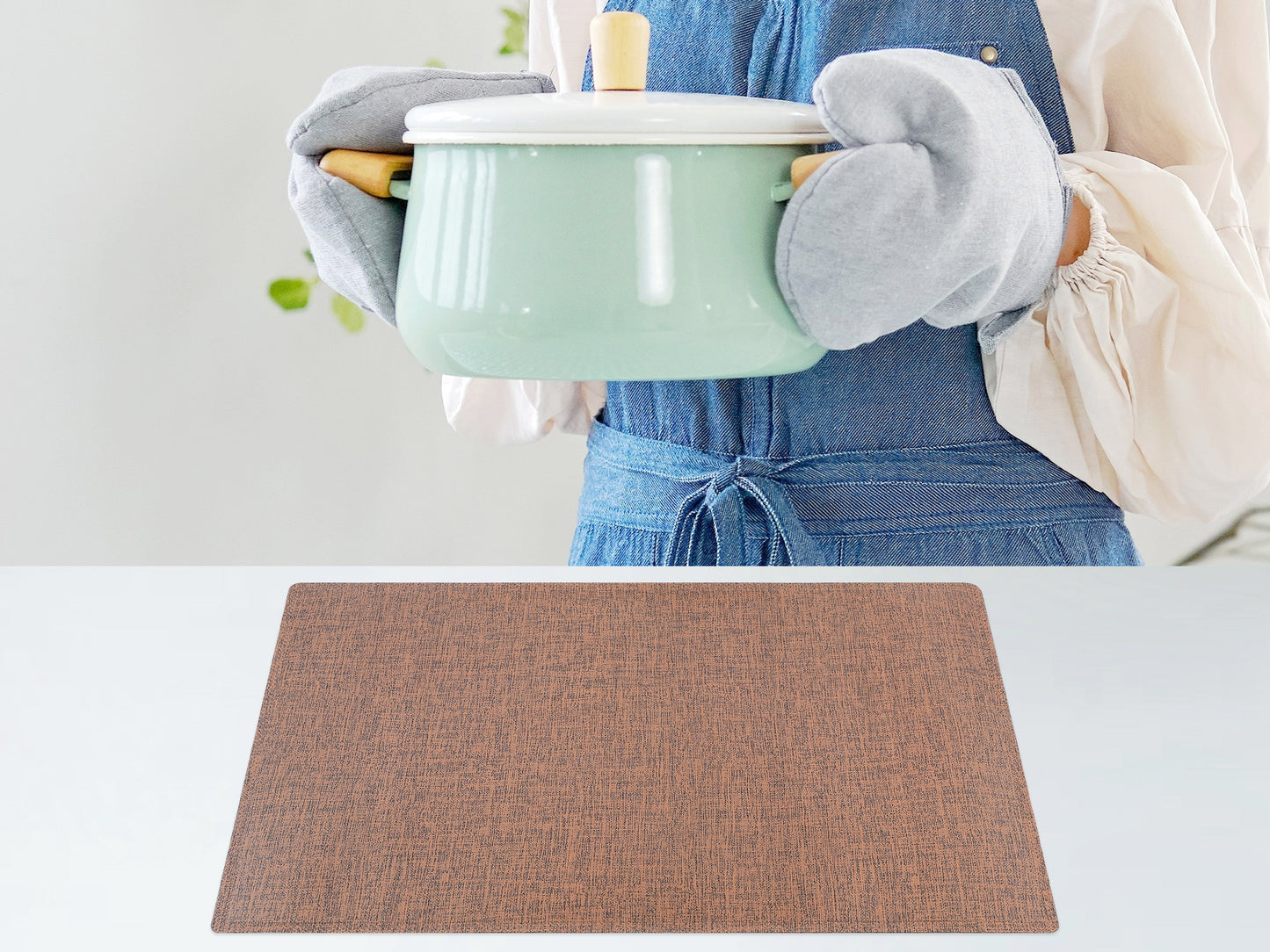 Placemats Set of 6 PU for Kitchen Dining Table Decor Washable Heat Resistant 18*12in