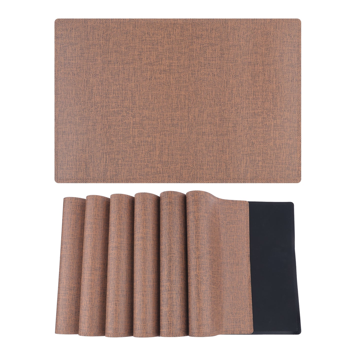 Placemats Set of 6 PU for Kitchen Dining Table Decor Washable Heat Resistant 18*12in