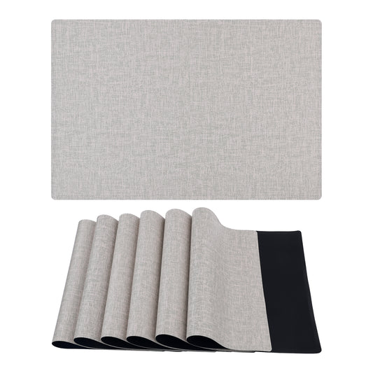 Placemats Set of 6 PU for Kitchen Dining Table Decor Washable Heat Resistant 18*12in
