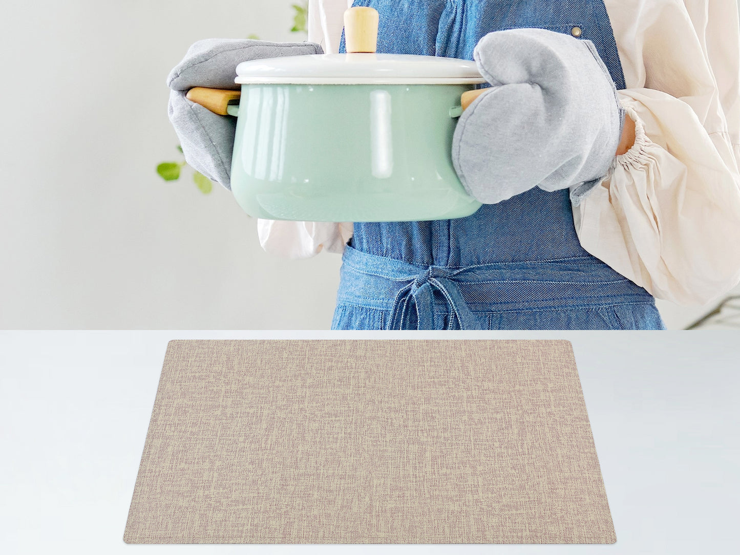 Placemats Set of 6 PU for Kitchen Dining Table Decor Washable Heat Resistant 18*12in
