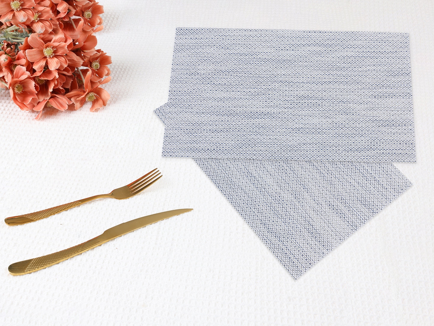 Placemats Set of 6 PVC Solid for Dining Table Decor Washable 18*12in