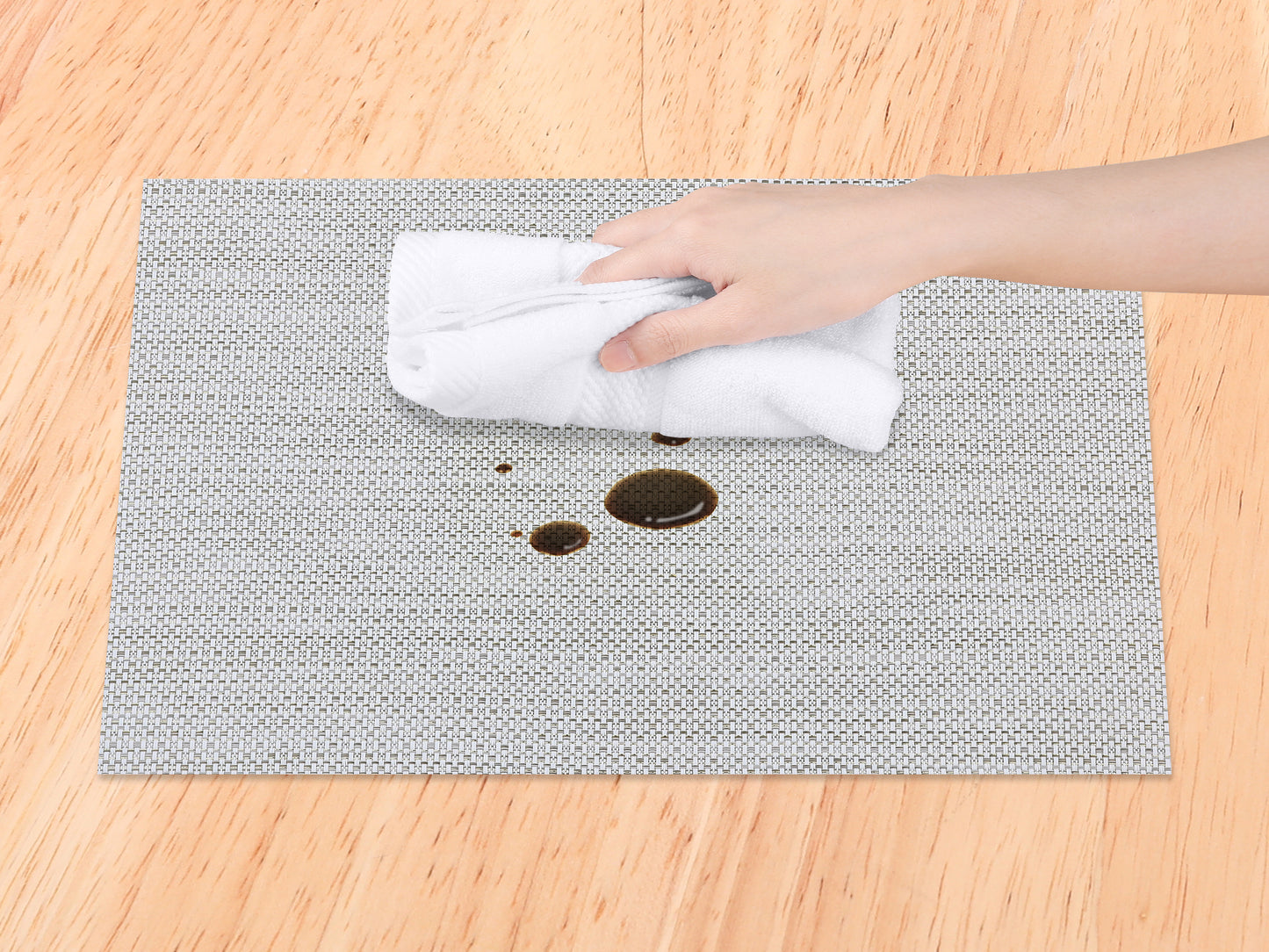 Placemats Set of 6 PVC Solid for Dining Table Decor Washable 18*12in