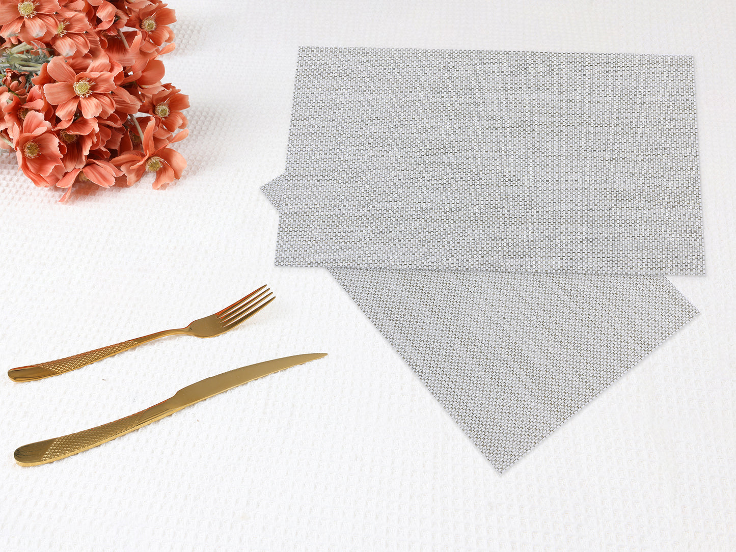 Placemats Set of 6 PVC Solid for Dining Table Decor Washable 18*12in