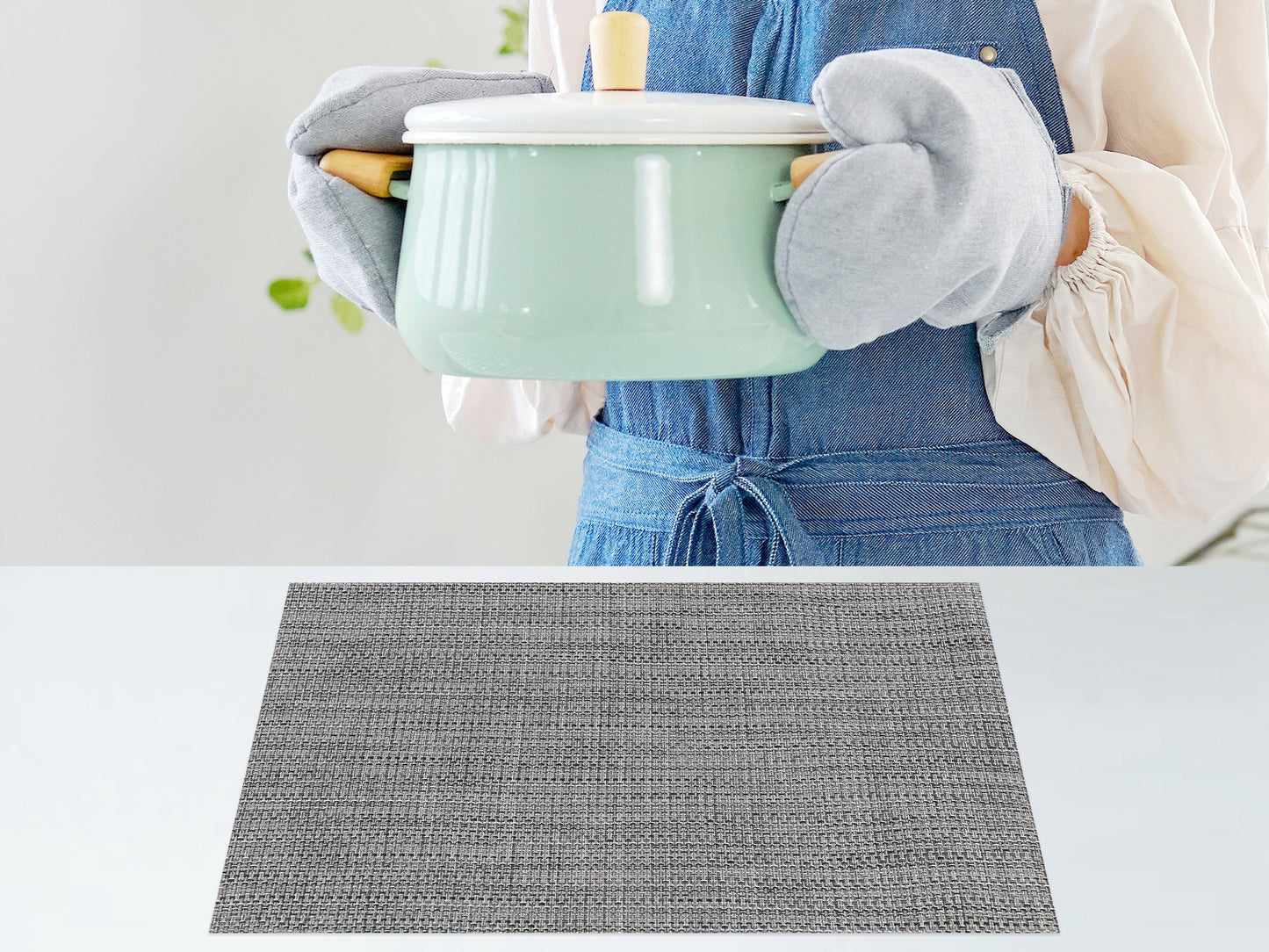Placemats Set of 6 PVC Solid for Dining Table Decor Washable 18*12in