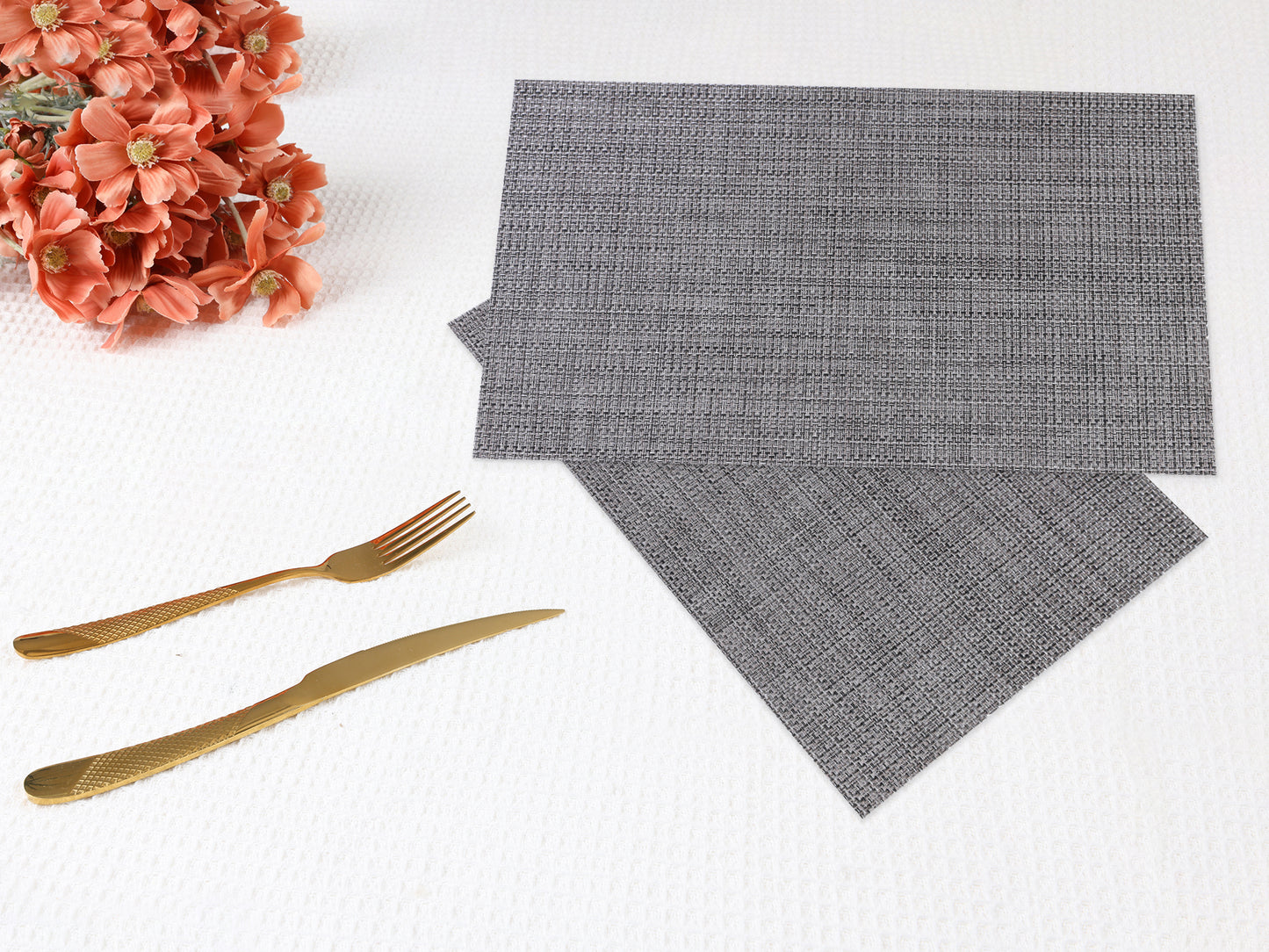 Placemats Set of 6 PVC Solid for Dining Table Decor Washable 18*12in