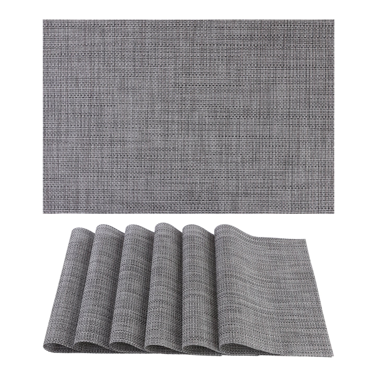 Placemats Set of 6 PVC Solid for Dining Table Decor Washable 18*12in